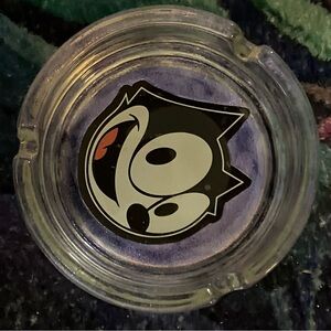 Vintage Felix the Cat Glass Ashtray